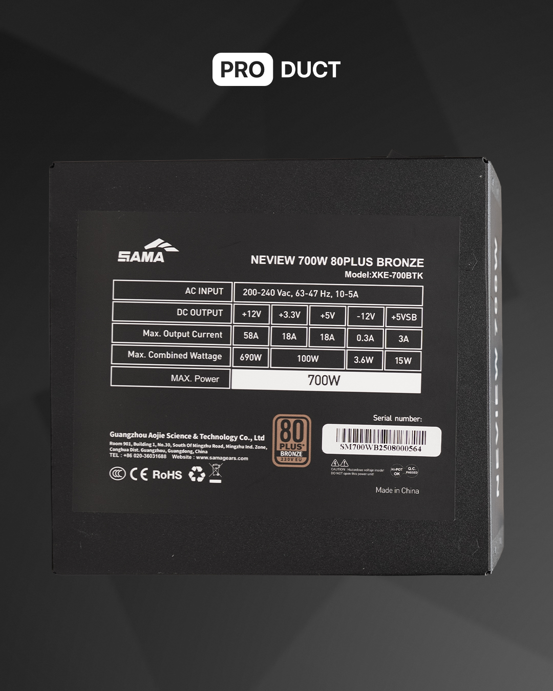 PSU SAMA 700W 80Plus Bronze Black / Black — 2