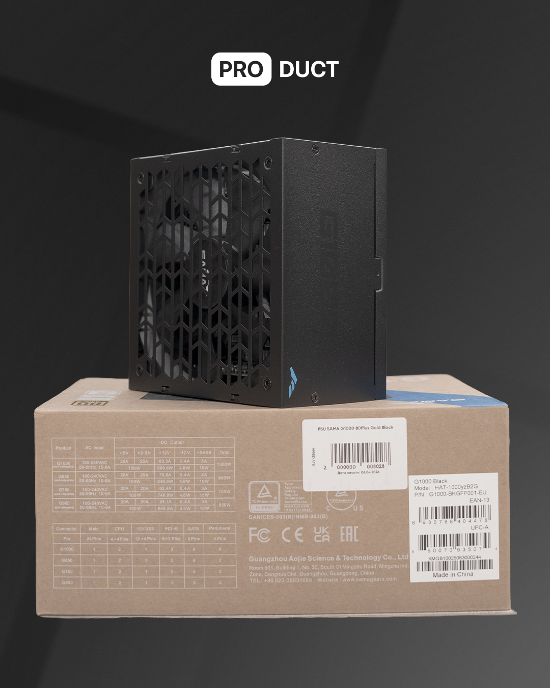 PSU SAMA G1000 80Plus Gold Black / Black