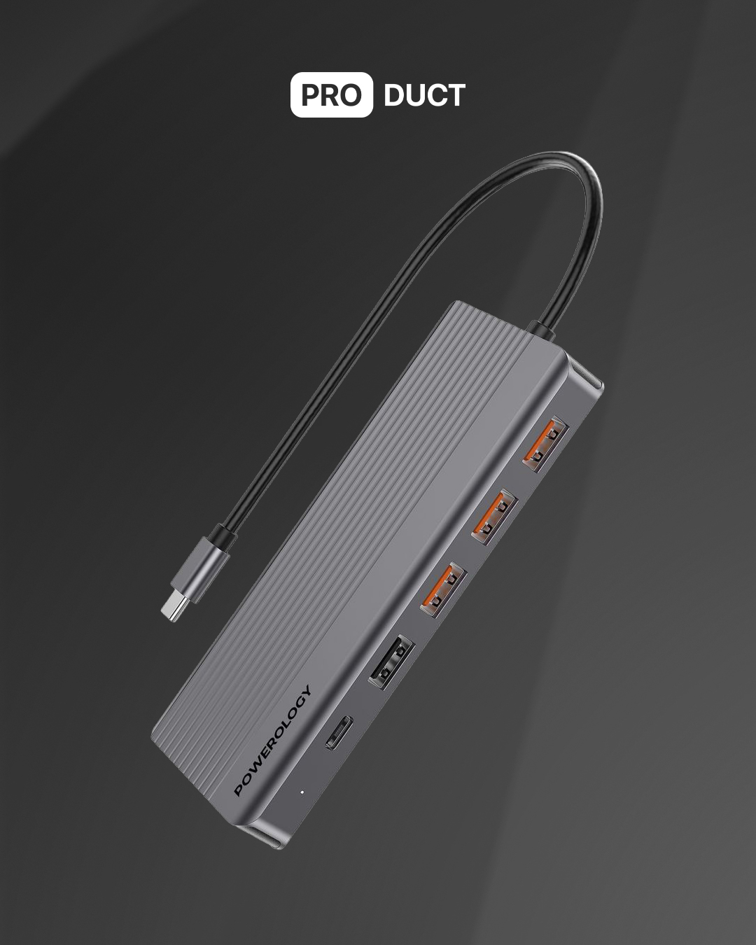 HUB Powerology Dual HDMI &DP 13 in 1 / Grey