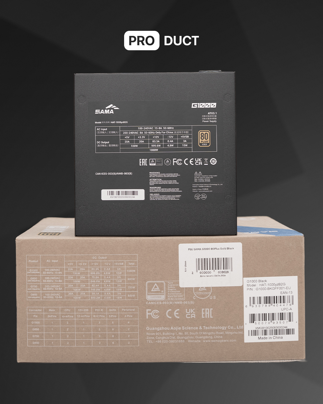PSU SAMA G1000 80Plus Gold Black / Black — 3
