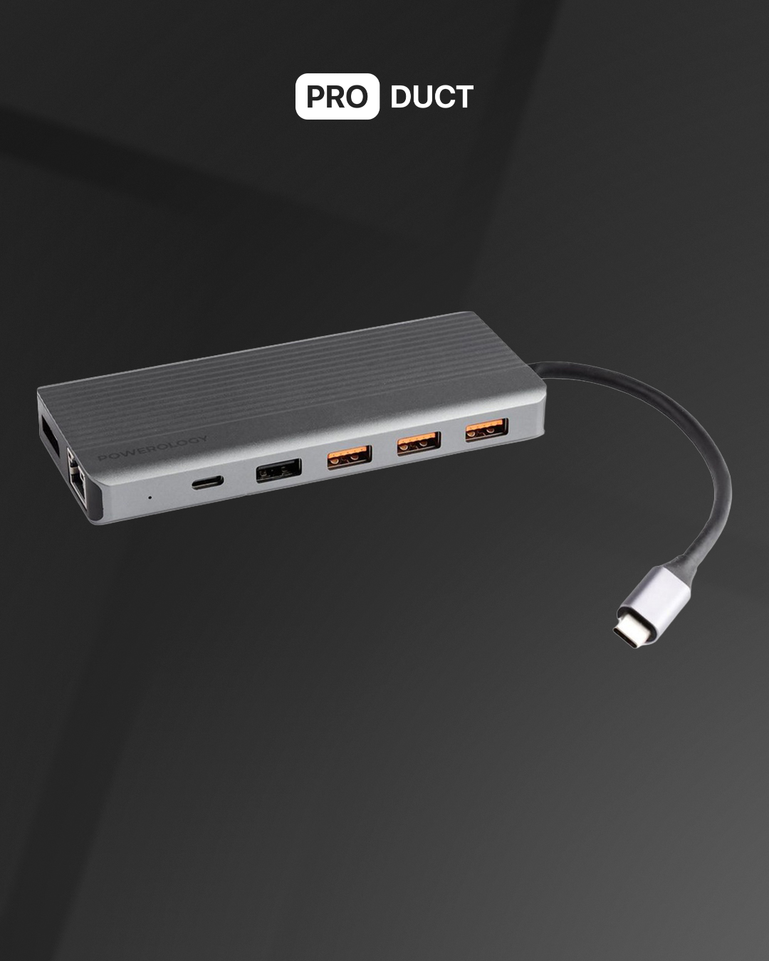 HUB Powerology Dual HDMI &DP 13 in 1 / Grey — 2