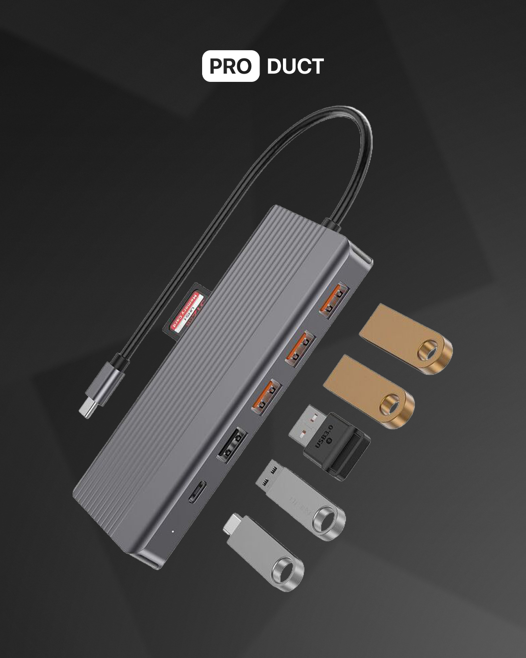 HUB Powerology Dual HDMI &DP 13 in 1 / Grey — 3