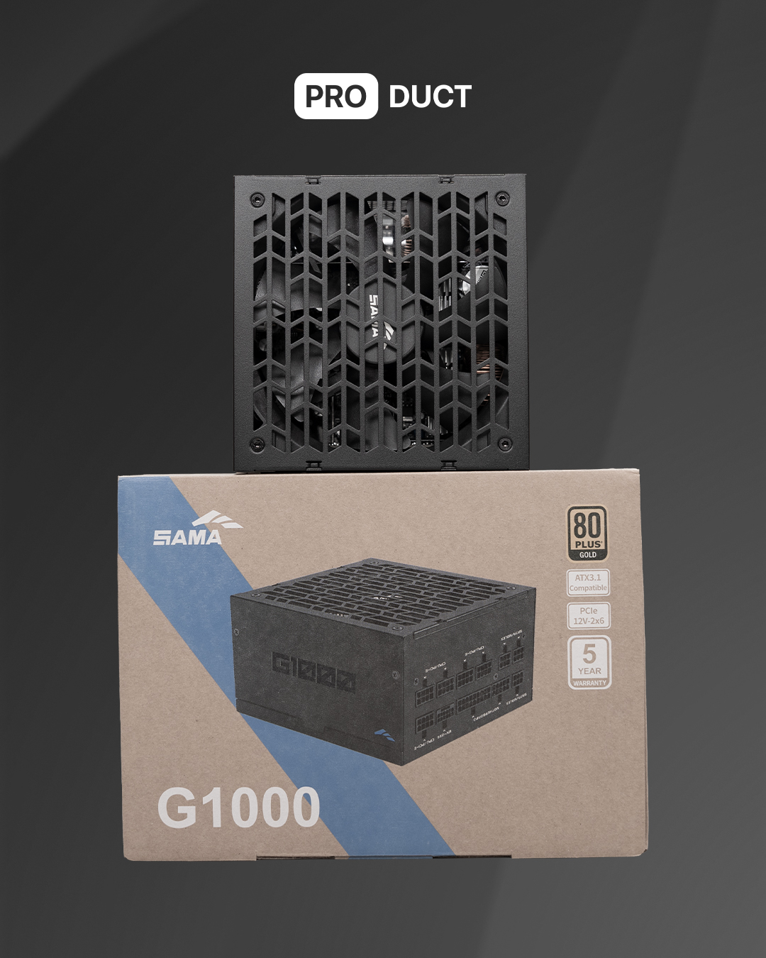 PSU SAMA G1000 80Plus Gold Black / Black — 2